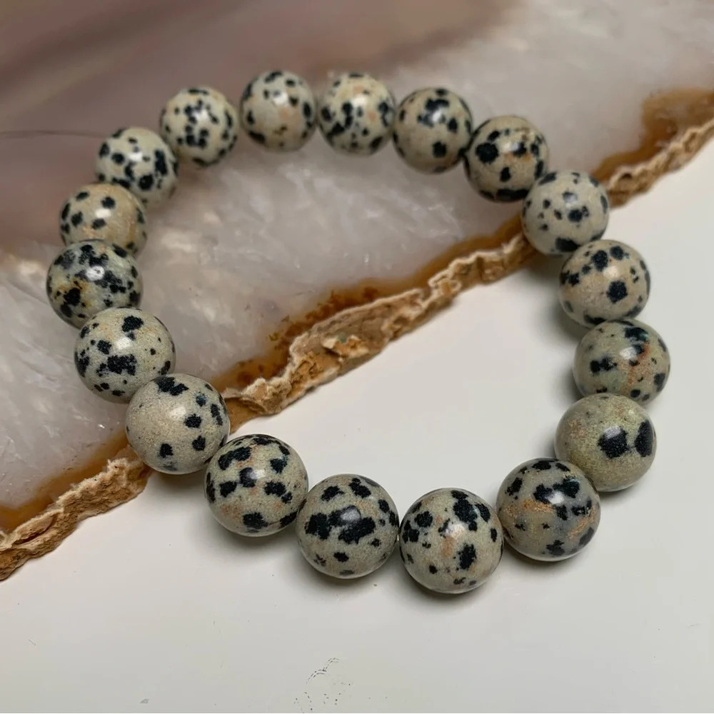 Artisan 10mm Dalmation Jasper Stretch Beaded Bracelet